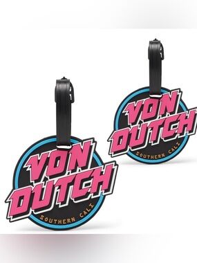 Von Dutch Black Tag with Pink Logo and Blue Trim